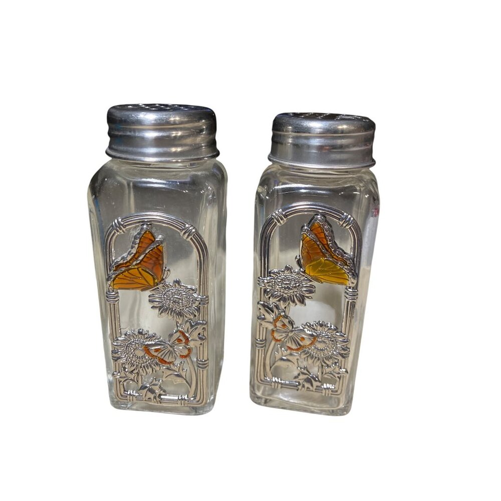 Ganz Salt and pepper Shaker set Butterfly Floral Theme